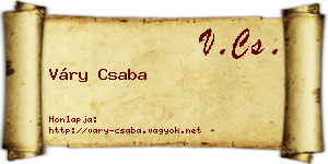 Váry Csaba névjegykártya